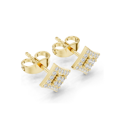 0.192 CT Lab Diamond Stud Earrings | Princess Cut Look | VVS-VS EF Clarity | 18KT, 14KT, 10KT Gold & 925 Silver | Rose, Yellow, White Gold & Moissanite Options