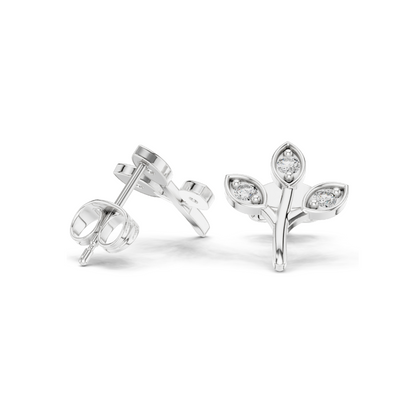 0.21 CT Lab Diamond Floral Earrings for Women | VVS-VS EF Clarity | 18KT, 14KT, 10KT Gold & 925 Silver | Rose, Yellow, White Gold & Moissanite Options