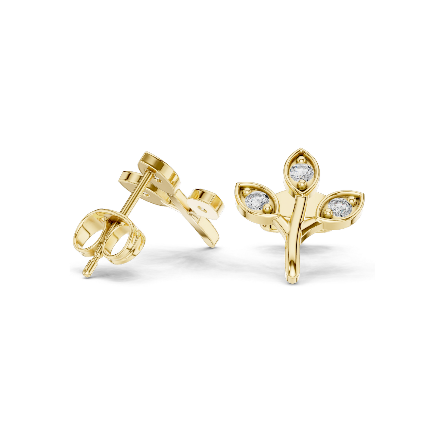 0.21 CT Lab Diamond Floral Earrings for Women | VVS-VS EF Clarity | 18KT, 14KT, 10KT Gold & 925 Silver | Rose, Yellow, White Gold & Moissanite Options