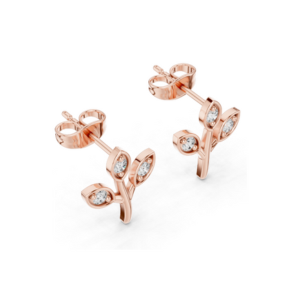0.21 CT Lab Diamond Floral Earrings for Women | VVS-VS EF Clarity | 18KT, 14KT, 10KT Gold & 925 Silver | Rose, Yellow, White Gold & Moissanite Options