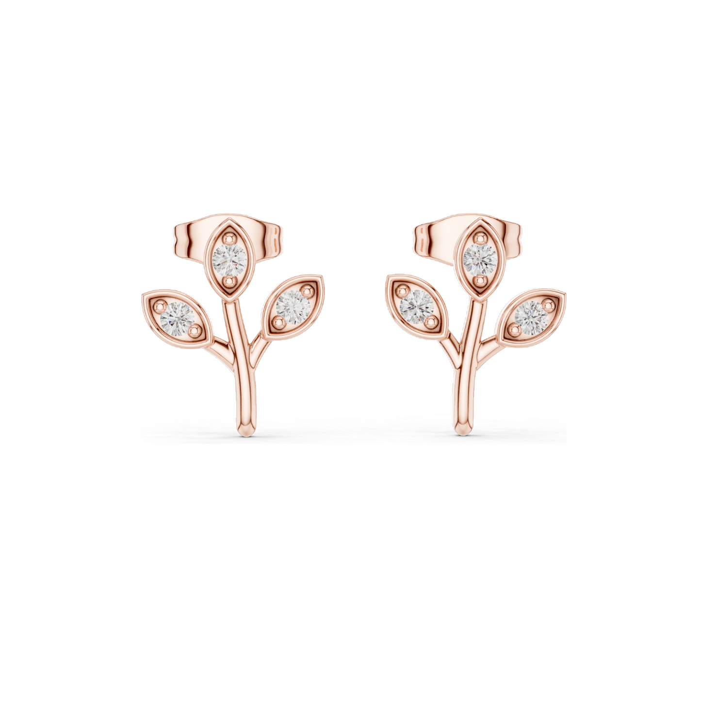 0.21 CT Lab Diamond Floral Earrings for Women | VVS-VS EF Clarity | 18KT, 14KT, 10KT Gold & 925 Silver | Rose, Yellow, White Gold & Moissanite Options