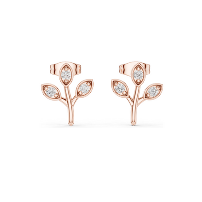 0.21 CT Lab Diamond Floral Earrings for Women | VVS-VS EF Clarity | 18KT, 14KT, 10KT Gold & 925 Silver | Rose, Yellow, White Gold & Moissanite Options
