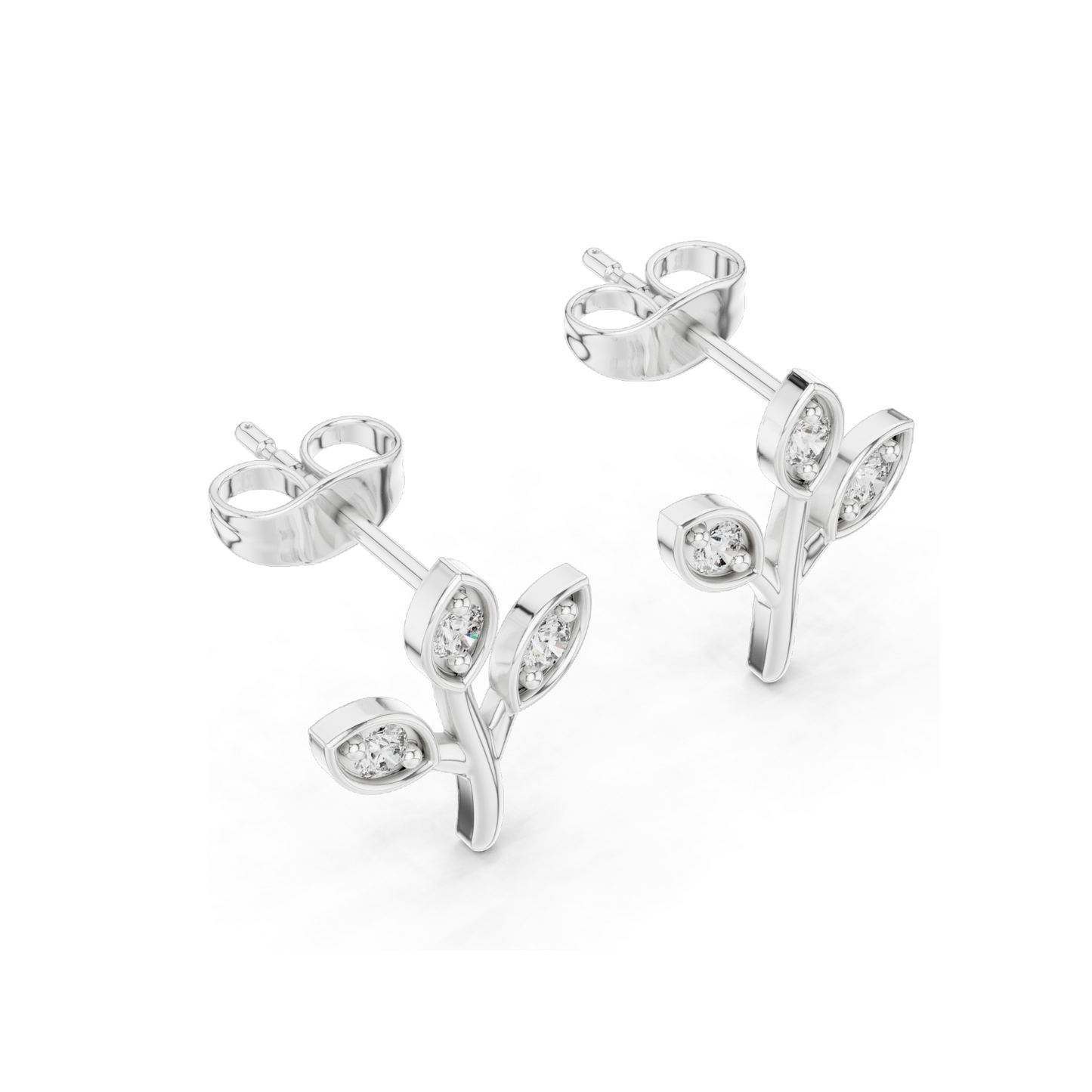 0.21 CT Lab Diamond Floral Earrings for Women | VVS-VS EF Clarity | 18KT, 14KT, 10KT Gold & 925 Silver | Rose, Yellow, White Gold & Moissanite Options