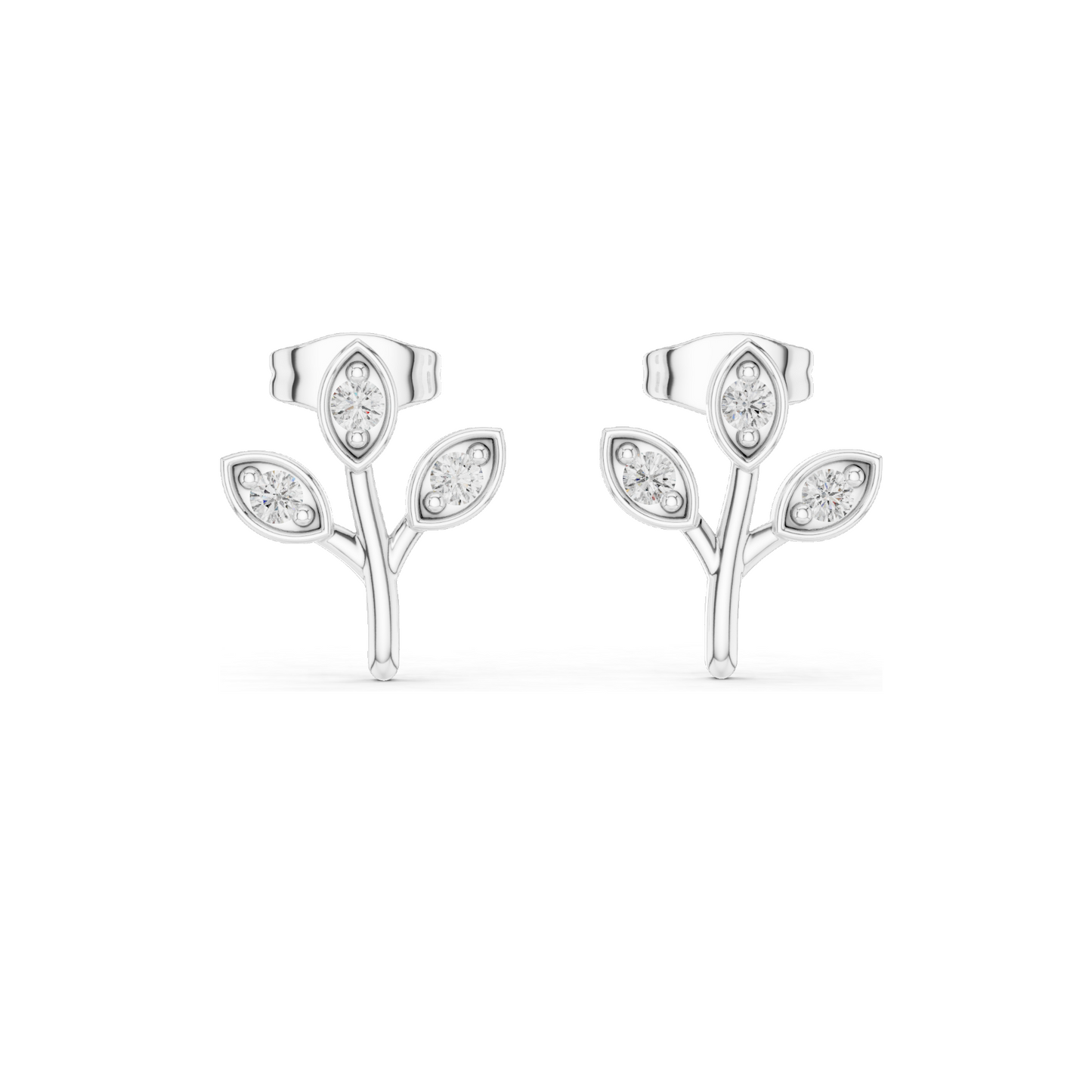 0.21 CT Lab Diamond Floral Earrings for Women | VVS-VS EF Clarity | 18KT, 14KT, 10KT Gold & 925 Silver | Rose, Yellow, White Gold & Moissanite Options