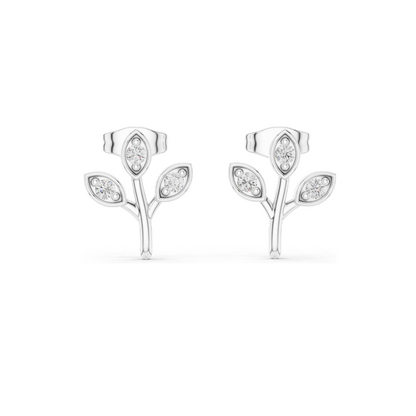 0.21 CT Lab Diamond Floral Earrings for Women | VVS-VS EF Clarity | 18KT, 14KT, 10KT Gold & 925 Silver | Rose, Yellow, White Gold & Moissanite Options