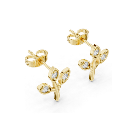 0.21 CT Lab Diamond Floral Earrings for Women | VVS-VS EF Clarity | 18KT, 14KT, 10KT Gold & 925 Silver | Rose, Yellow, White Gold & Moissanite Options