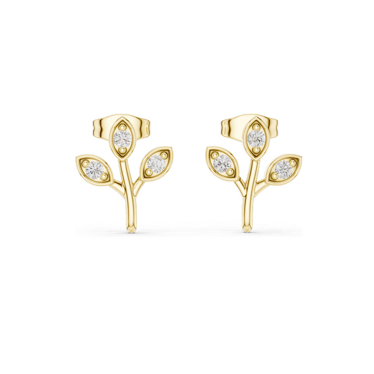 0.21 CT Lab Diamond Floral Earrings for Women | VVS-VS EF Clarity | 18KT, 14KT, 10KT Gold & 925 Silver | Rose, Yellow, White Gold & Moissanite Options