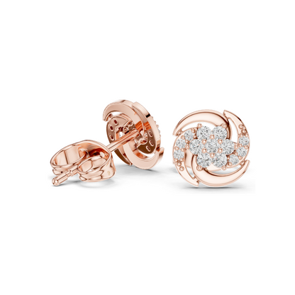 0.188 CT Lab Diamond Swirl Stud Earrings | VVS-VS EF Clarity | 18KT, 14KT, 10KT Gold & 925 Silver | Rose, Yellow, White Gold | Moissanite Option