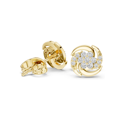 0.188 CT Lab Diamond Swirl Stud Earrings | VVS-VS EF Clarity | 18KT, 14KT, 10KT Gold & 925 Silver | Rose, Yellow, White Gold | Moissanite Option