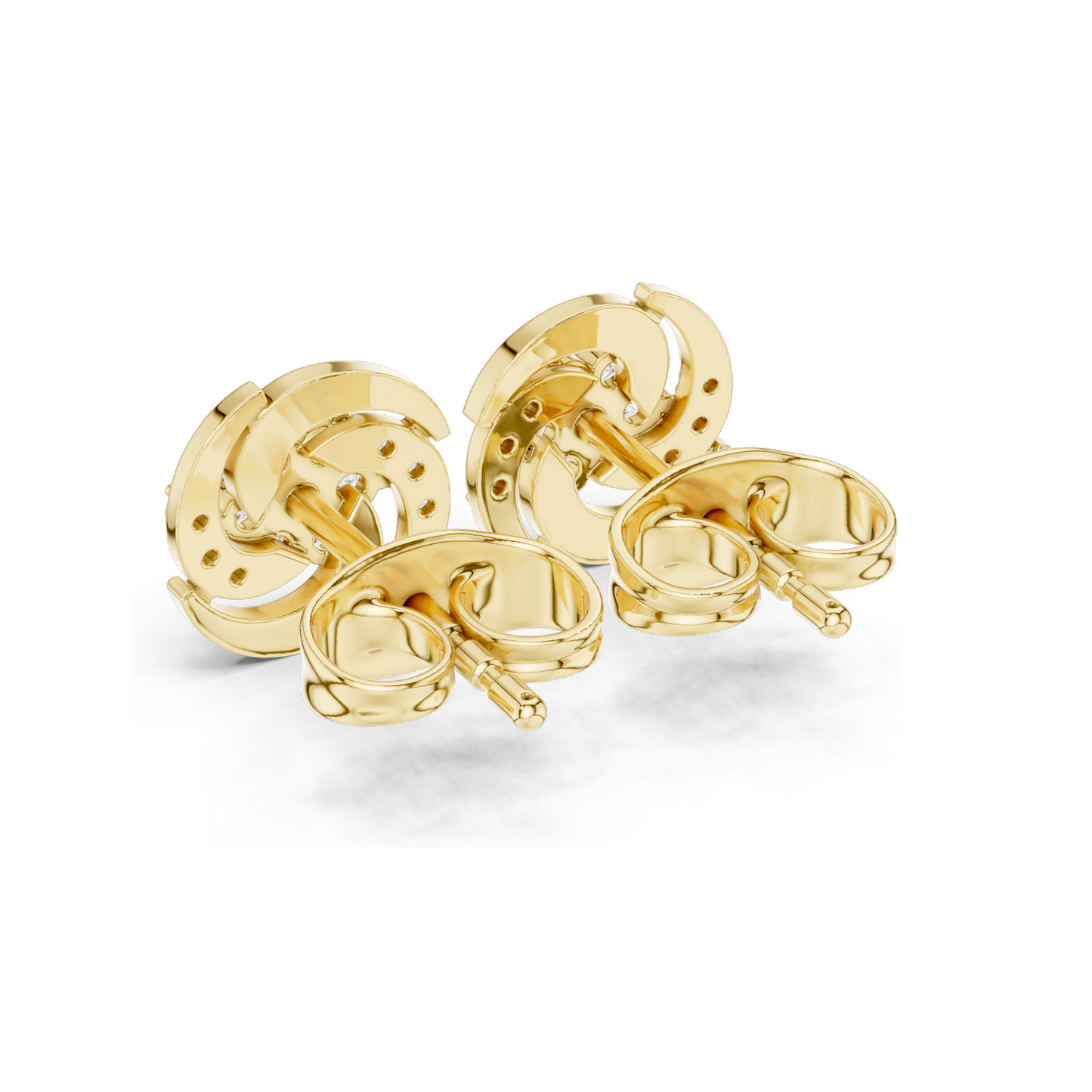 0.188 CT Lab Diamond Swirl Stud Earrings | VVS-VS EF Clarity | 18KT, 14KT, 10KT Gold & 925 Silver | Rose, Yellow, White Gold | Moissanite Option