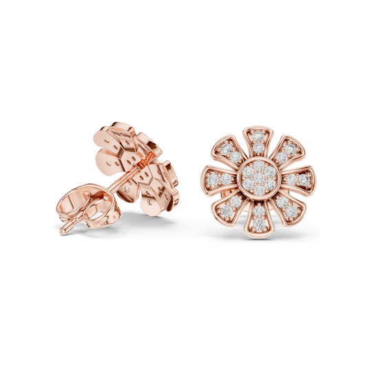 0.246 CT Lab Diamond Flower Earrings | VVS-VS EF Clarity | 18KT, 14KT, 10KT Gold & 925 Silver | Rose, Yellow, White Gold & Moissanite Options