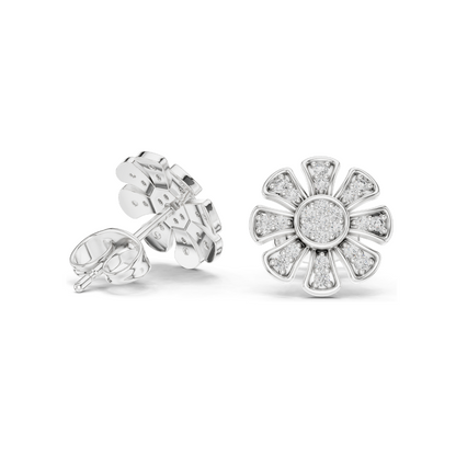 0.246 CT Lab Diamond Flower Earrings | VVS-VS EF Clarity | 18KT, 14KT, 10KT Gold & 925 Silver | Rose, Yellow, White Gold & Moissanite Options