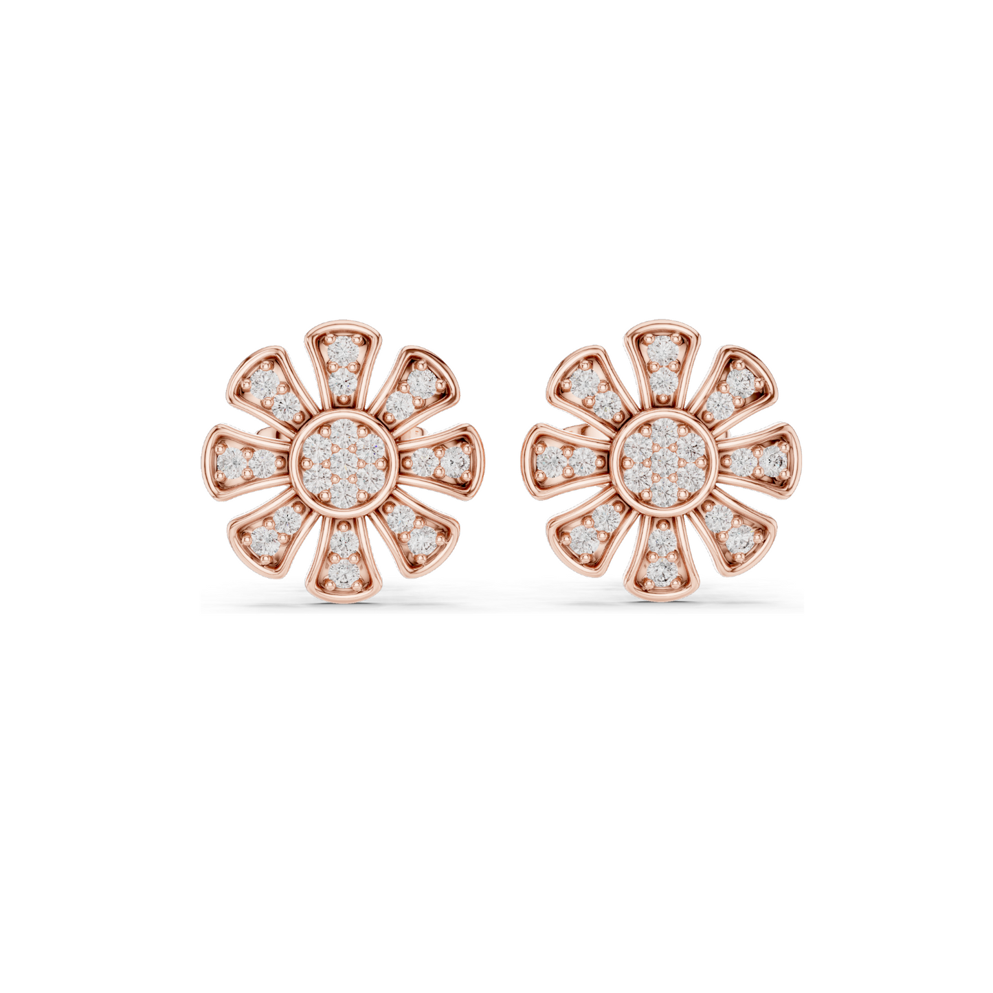 0.246 CT Lab Diamond Flower Earrings | VVS-VS EF Clarity | 18KT, 14KT, 10KT Gold & 925 Silver | Rose, Yellow, White Gold & Moissanite Options