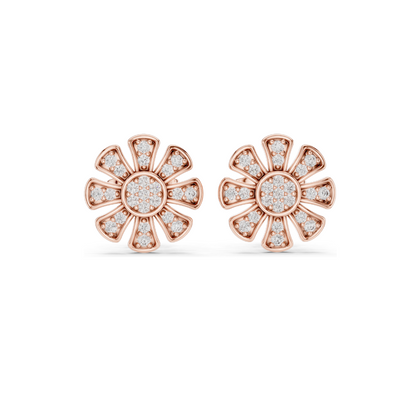 0.246 CT Lab Diamond Flower Earrings | VVS-VS EF Clarity | 18KT, 14KT, 10KT Gold & 925 Silver | Rose, Yellow, White Gold & Moissanite Options
