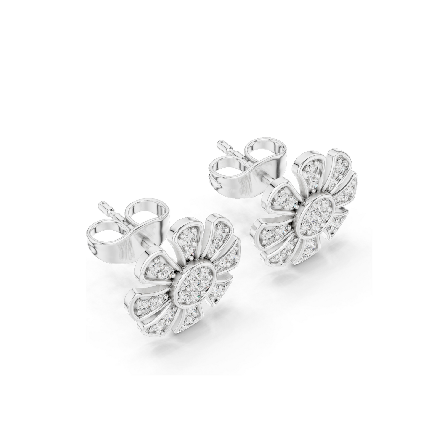 0.246 CT Lab Diamond Flower Earrings | VVS-VS EF Clarity | 18KT, 14KT, 10KT Gold & 925 Silver | Rose, Yellow, White Gold & Moissanite Options