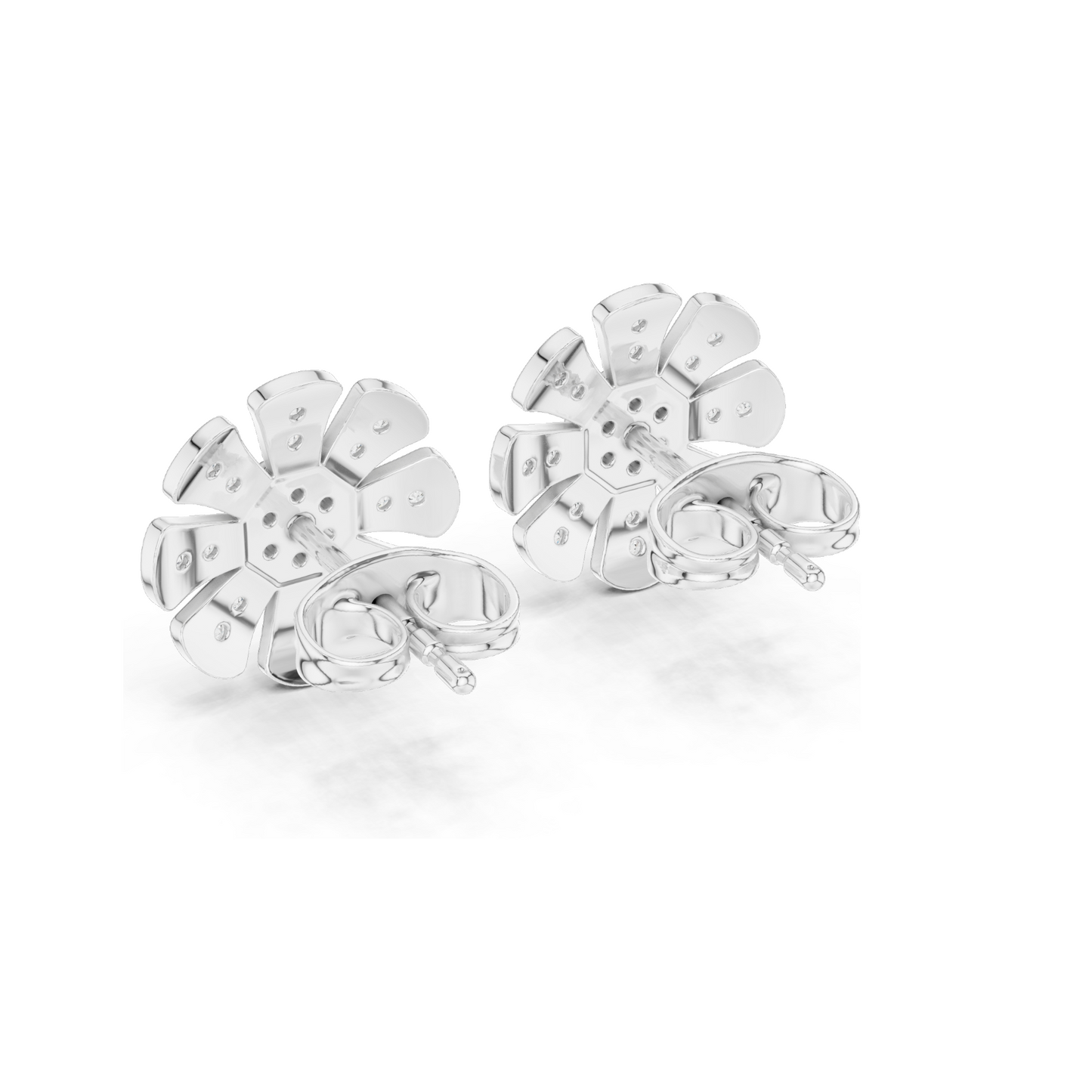 0.246 CT Lab Diamond Flower Earrings | VVS-VS EF Clarity | 18KT, 14KT, 10KT Gold & 925 Silver | Rose, Yellow, White Gold & Moissanite Options