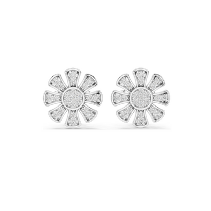 0.246 CT Lab Diamond Flower Earrings | VVS-VS EF Clarity | 18KT, 14KT, 10KT Gold & 925 Silver | Rose, Yellow, White Gold & Moissanite Options