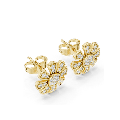 0.246 CT Lab Diamond Flower Earrings | VVS-VS EF Clarity | 18KT, 14KT, 10KT Gold & 925 Silver | Rose, Yellow, White Gold & Moissanite Options