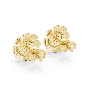 0.246 CT Lab Diamond Flower Earrings | VVS-VS EF Clarity | 18KT, 14KT, 10KT Gold & 925 Silver | Rose, Yellow, White Gold & Moissanite Options