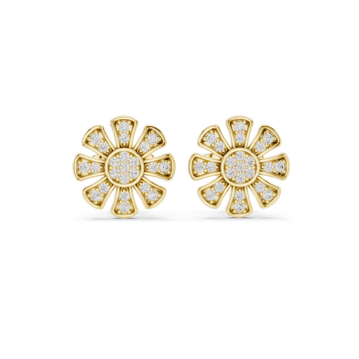 0.246 CT Lab Diamond Flower Earrings | VVS-VS EF Clarity | 18KT, 14KT, 10KT Gold & 925 Silver | Rose, Yellow, White Gold & Moissanite Options