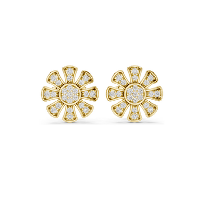 0.246 CT Lab Diamond Flower Earrings | VVS-VS EF Clarity | 18KT, 14KT, 10KT Gold & 925 Silver | Rose, Yellow, White Gold & Moissanite Options