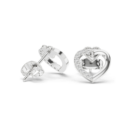 0.12 CT Lab-Grown Diamond Heart-Shaped Earrings | VVS-VS EF Clarity | 18KT, 14KT, 10KT Gold & 925 Silver | Rose, Yellow, White Gold & Moissanite Options