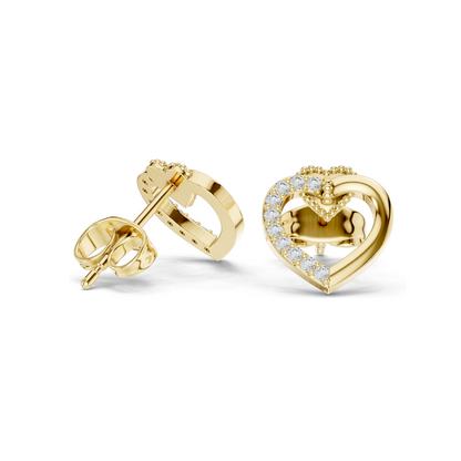 0.12 CT Lab-Grown Diamond Heart-Shaped Earrings | VVS-VS EF Clarity | 18KT, 14KT, 10KT Gold & 925 Silver | Rose, Yellow, White Gold & Moissanite Options