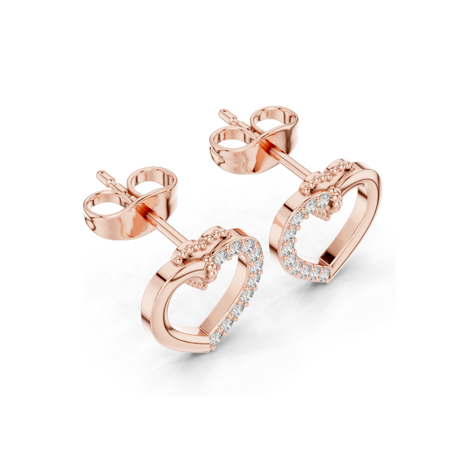 0.12 CT Lab-Grown Diamond Heart-Shaped Earrings | VVS-VS EF Clarity | 18KT, 14KT, 10KT Gold & 925 Silver | Rose, Yellow, White Gold & Moissanite Options