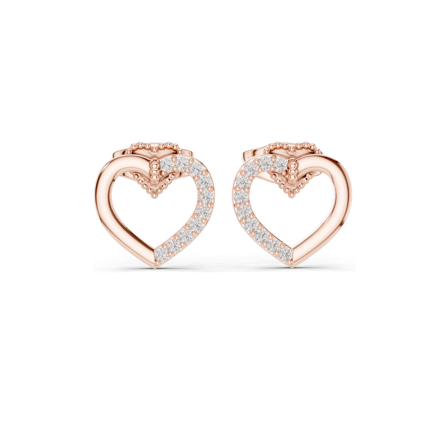 0.12 CT Lab-Grown Diamond Heart-Shaped Earrings | VVS-VS EF Clarity | 18KT, 14KT, 10KT Gold & 925 Silver | Rose, Yellow, White Gold & Moissanite Options