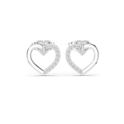 0.12 CT Lab-Grown Diamond Heart-Shaped Earrings | VVS-VS EF Clarity | 18KT, 14KT, 10KT Gold & 925 Silver | Rose, Yellow, White Gold & Moissanite Options