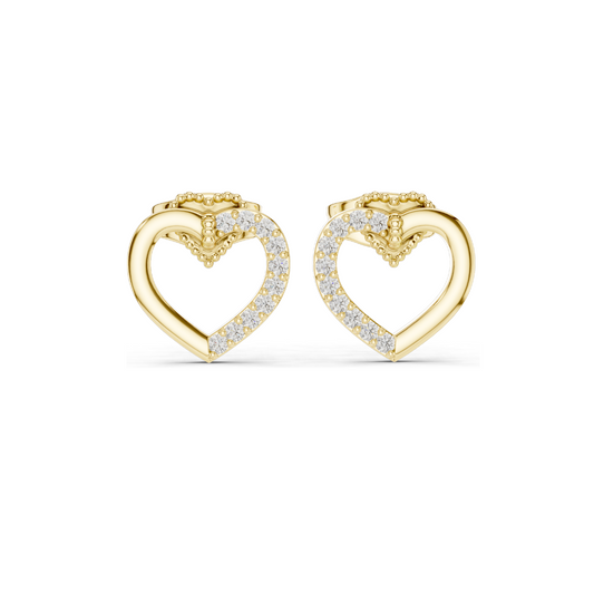 0.12 CT Lab-Grown Diamond Heart-Shaped Earrings | VVS-VS EF Clarity | 18KT, 14KT, 10KT Gold & 925 Silver | Rose, Yellow, White Gold & Moissanite Options