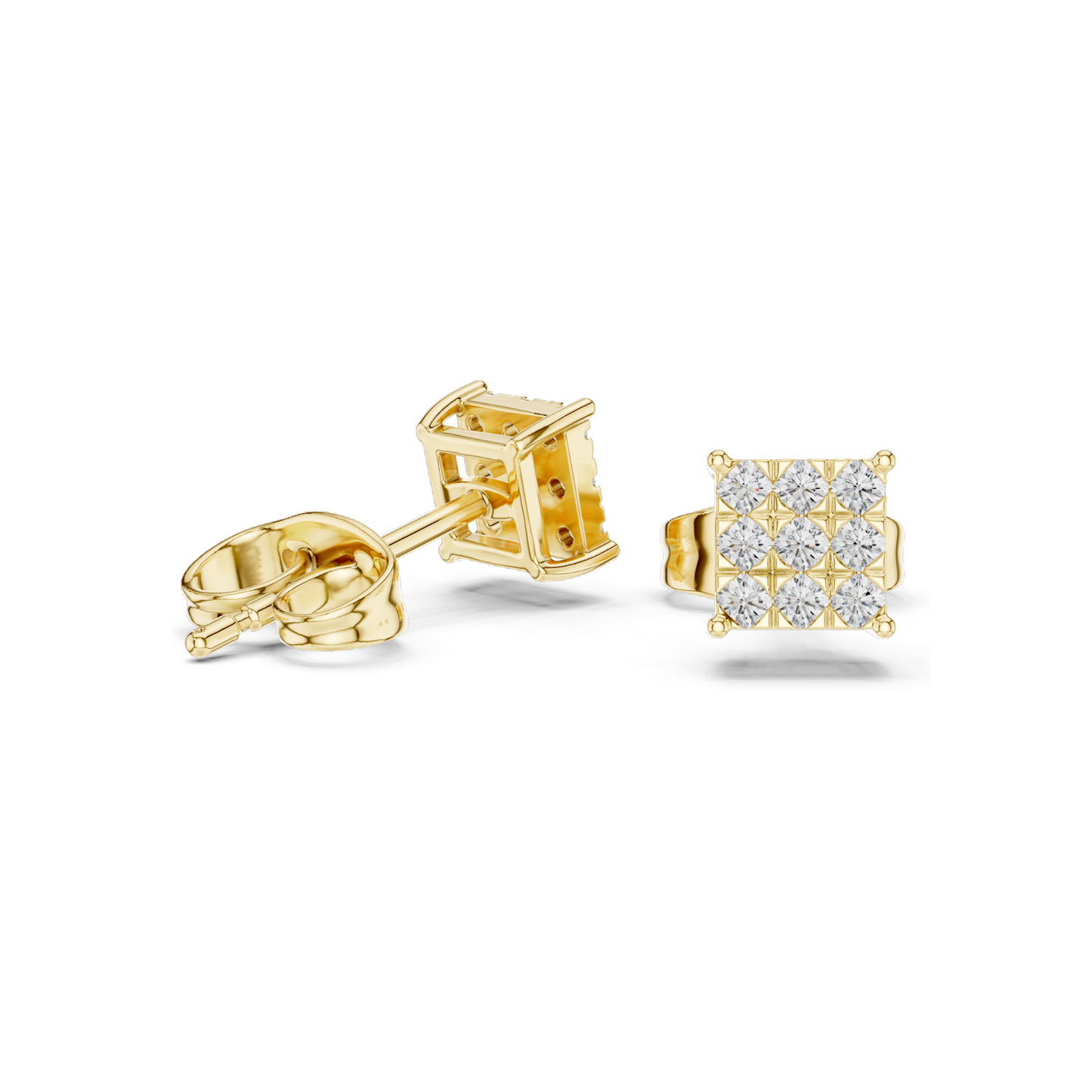 0.18 CT Lab Diamond Stud Earrings | VVS-VS EF Clarity | 18KT, 14KT, 10KT Gold & 925 Silver | Rose, Yellow, White Gold & Moissanite Options