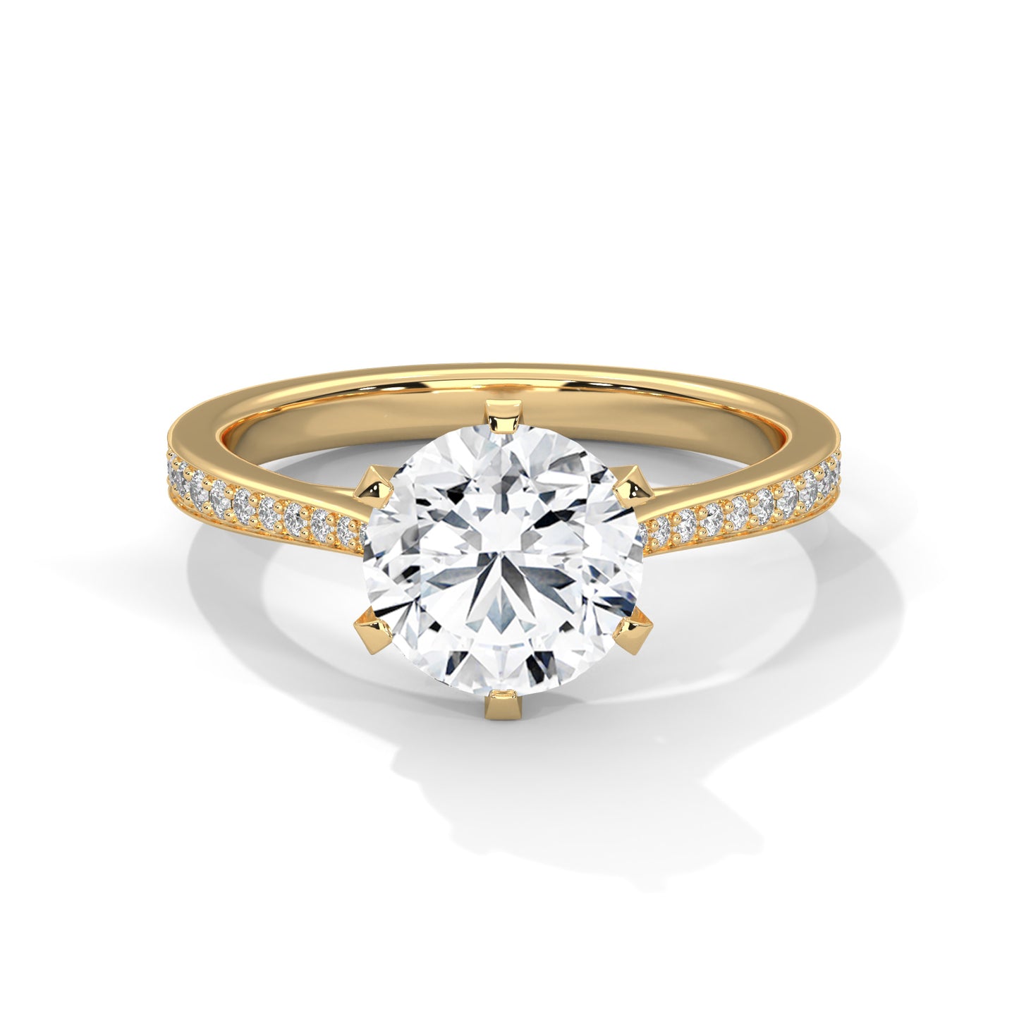 2CT Lab Grown Diamond Engagement Ring | VVS Clarity Solitaire with Side Diamonds | Solid Gold Ring in 14K/18K/10K | Customizable Bridal Ring