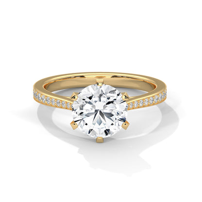 2CT Lab Grown Diamond Engagement Ring | VVS Clarity Solitaire with Side Diamonds | Solid Gold Ring in 14K/18K/10K | Customizable Bridal Ring