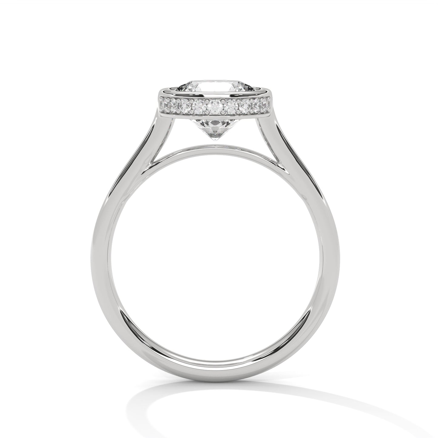 Bezel Set Round Lab Diamond Engagement Ring – 2ct VVS Clarity – Solid Gold in Yellow, Rose, or White – Minimalist Modern Solitaire Ring