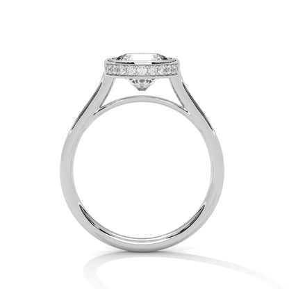 Bezel Set Round Lab Diamond Engagement Ring – 2ct VVS Clarity – Solid Gold in Yellow, Rose, or White – Minimalist Modern Solitaire Ring