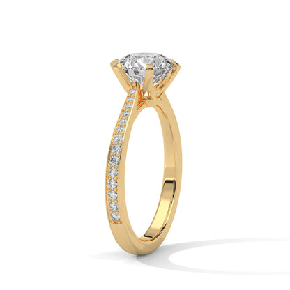 2CT Lab Grown Diamond Engagement Ring | VVS Clarity Solitaire with Side Diamonds | Solid Gold Ring in 14K/18K/10K | Customizable Bridal Ring