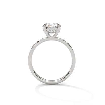 1ct Lab Diamond Engagement Ring | Round Cut Solitaire with Side Stones | 14K 18K 10K Gold & 925 Silver | Dainty Sparkle Ring | Maz Jewels