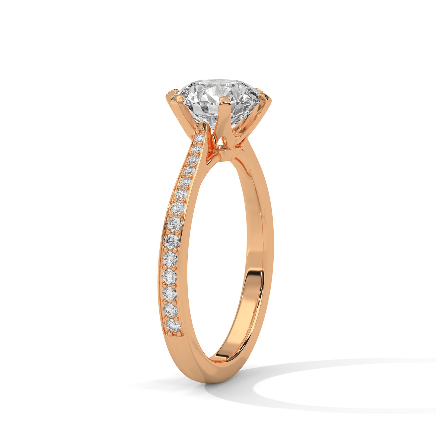 2CT Lab Grown Diamond Engagement Ring | VVS Clarity Solitaire with Side Diamonds | Solid Gold Ring in 14K/18K/10K | Customizable Bridal Ring