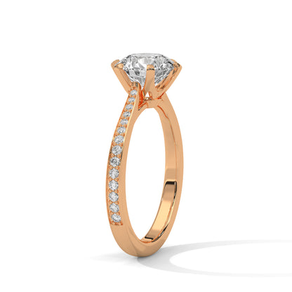 2CT Lab Grown Diamond Engagement Ring | VVS Clarity Solitaire with Side Diamonds | Solid Gold Ring in 14K/18K/10K | Customizable Bridal Ring