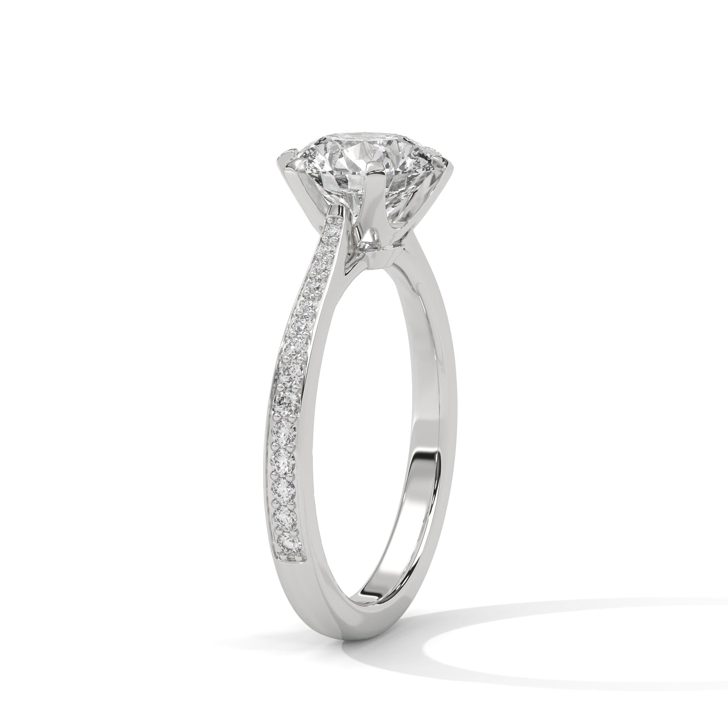 2CT Lab Grown Diamond Engagement Ring | VVS Clarity Solitaire with Side Diamonds | Solid Gold Ring in 14K/18K/10K | Customizable Bridal Ring