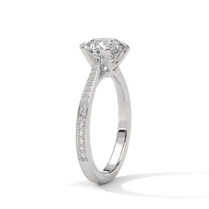 2CT Lab Grown Diamond Engagement Ring | VVS Clarity Solitaire with Side Diamonds | Solid Gold Ring in 14K/18K/10K | Customizable Bridal Ring