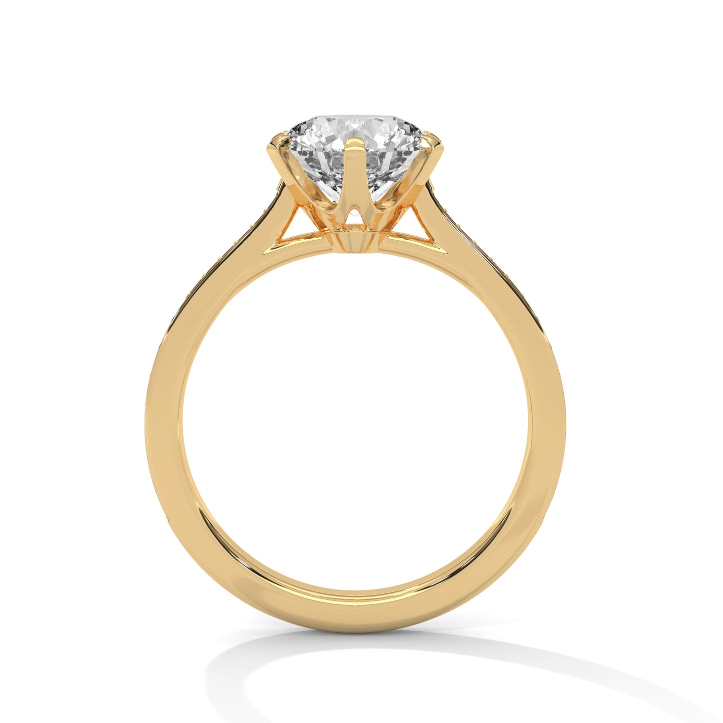 2CT Lab Grown Diamond Engagement Ring | VVS Clarity Solitaire with Side Diamonds | Solid Gold Ring in 14K/18K/10K | Customizable Bridal Ring