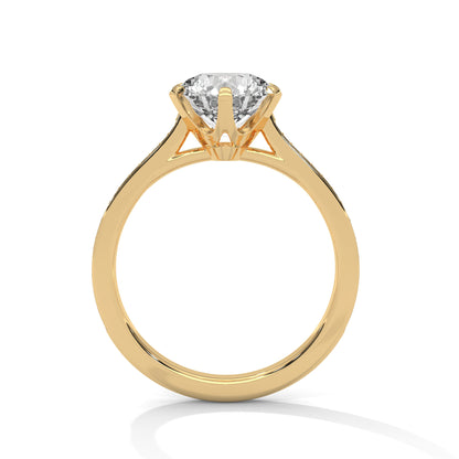 2CT Lab Grown Diamond Engagement Ring | VVS Clarity Solitaire with Side Diamonds | Solid Gold Ring in 14K/18K/10K | Customizable Bridal Ring