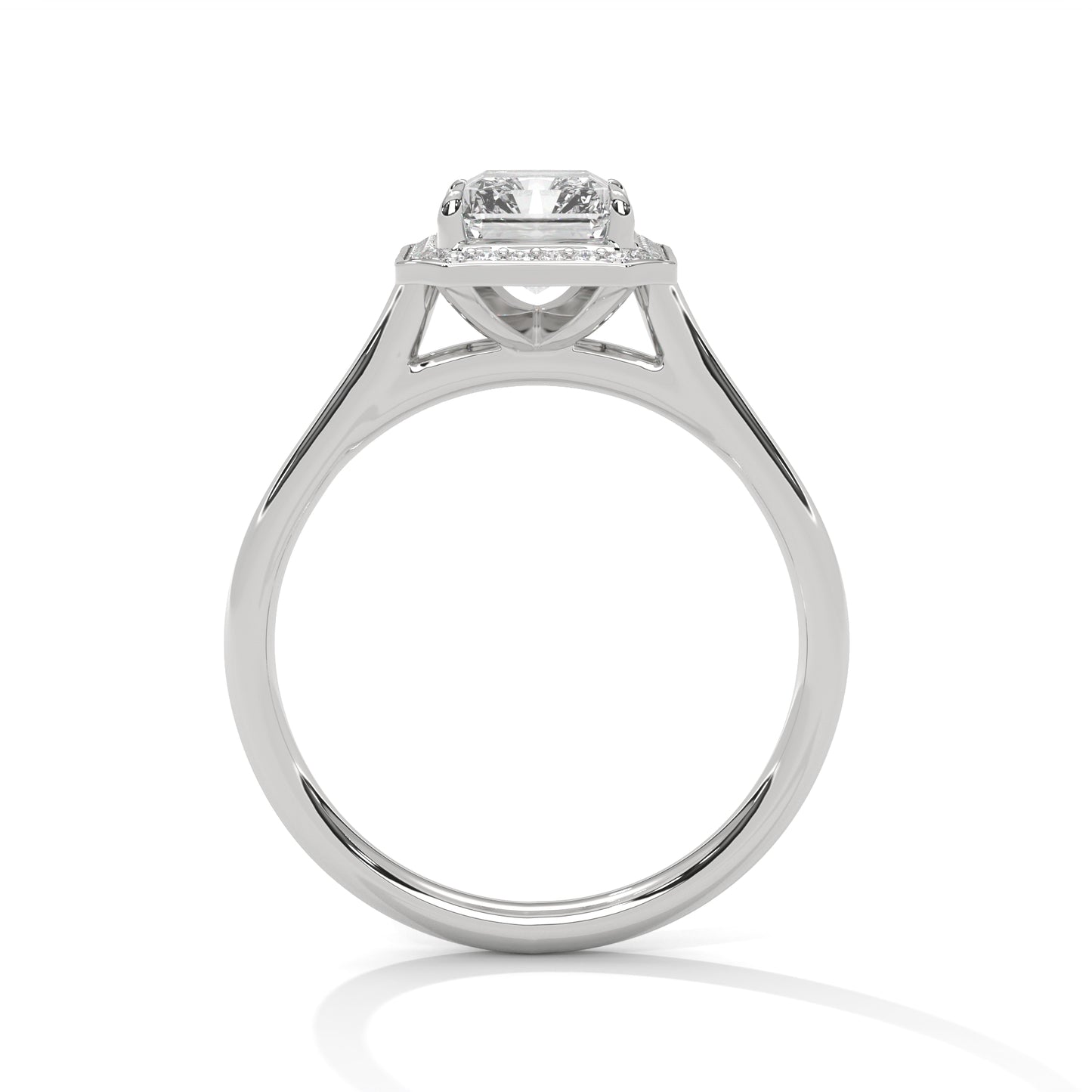 Emerald Cut Lab Diamond Halo Engagement Ring – 2ct Center VVS Clarity – Solid Gold in Rose, Yellow, or White – Vintage Style Bridal Ring