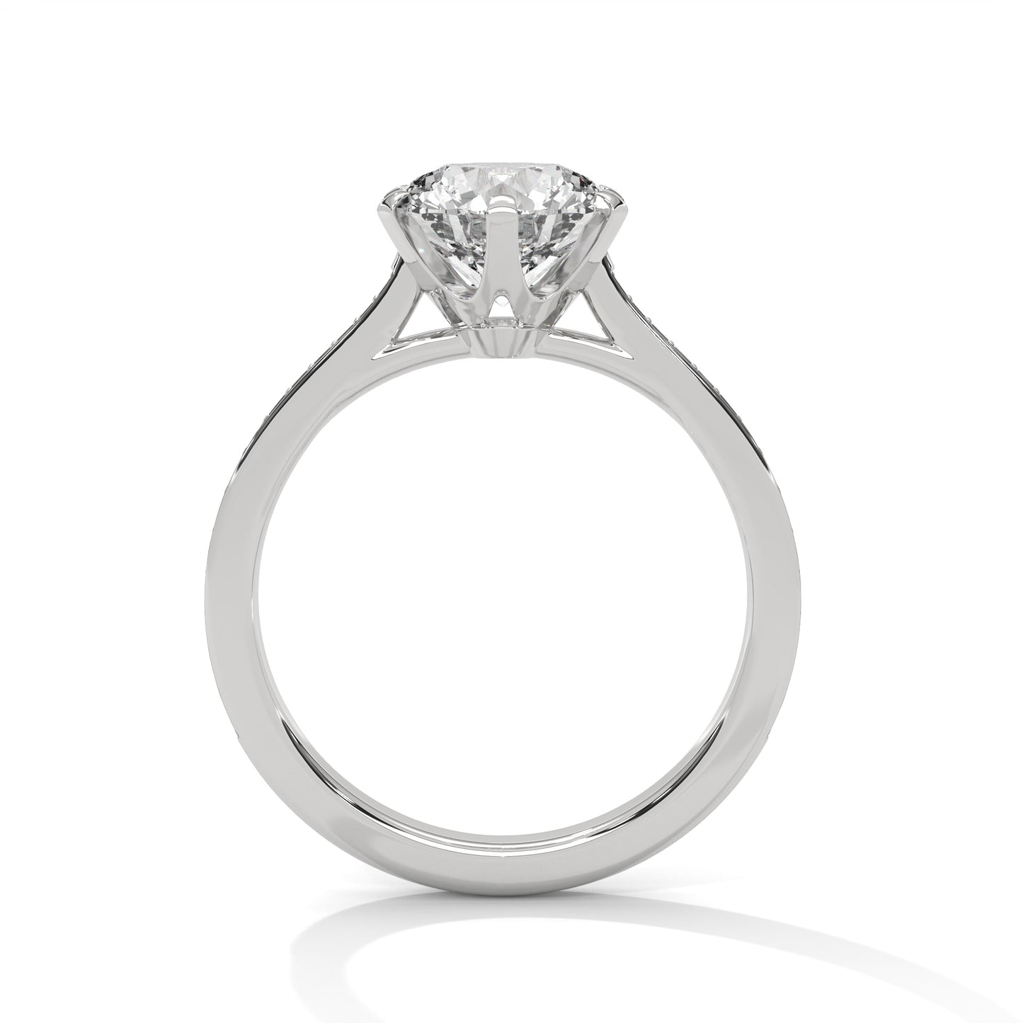 2CT Lab Grown Diamond Engagement Ring | VVS Clarity Solitaire with Side Diamonds | Solid Gold Ring in 14K/18K/10K | Customizable Bridal Ring