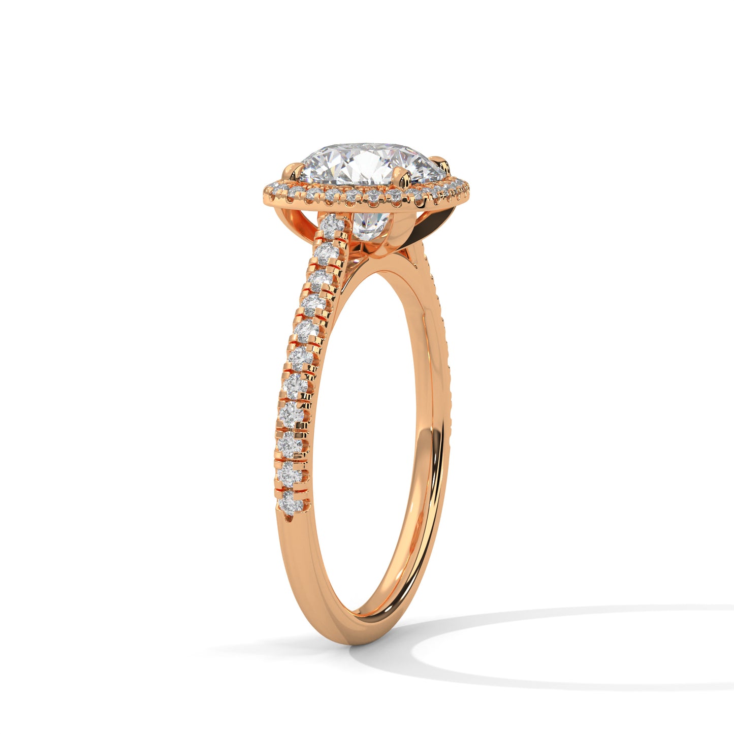 2CT Lab Grown Diamond Halo Engagement Ring | VVS Clarity | 14K/18K Yellow Rose White Gold | Round Cut Cushion Halo | Customizable Ring