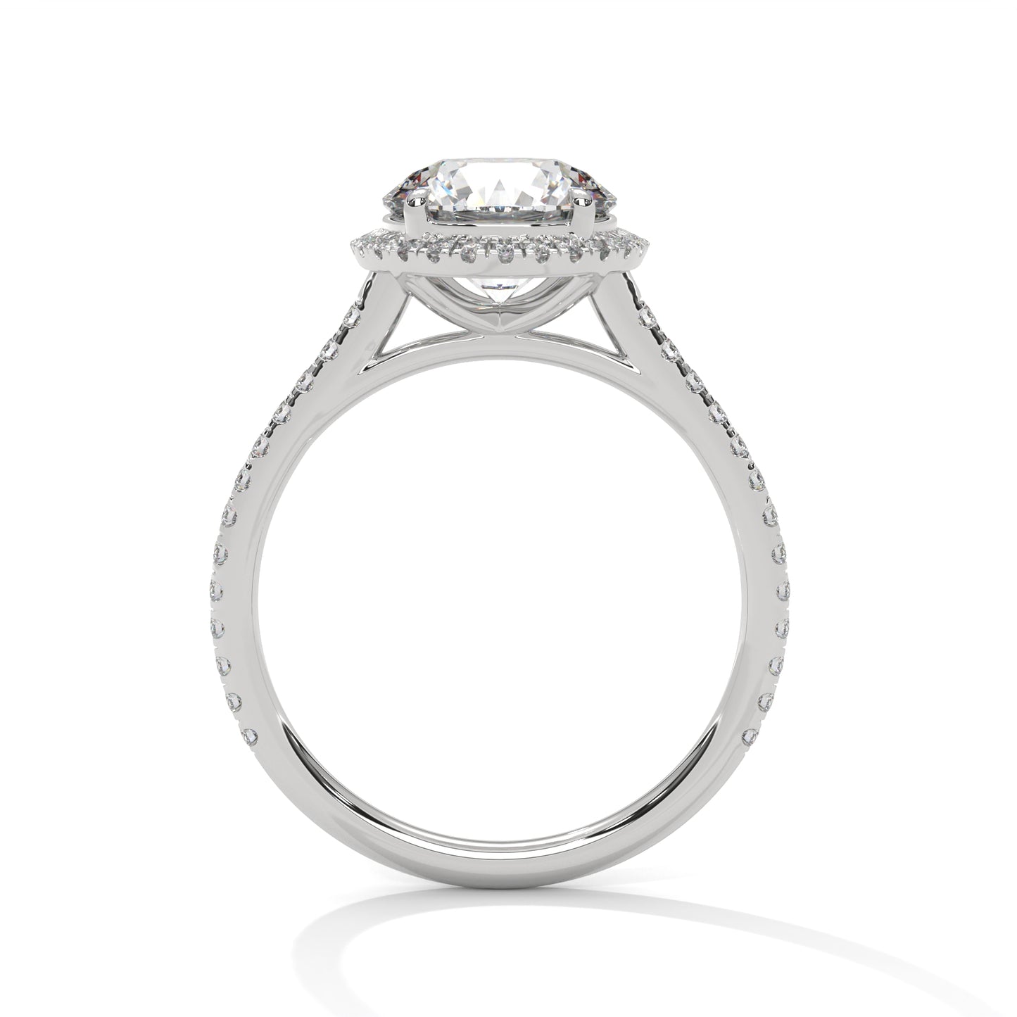 2ct Round Lab Diamond Halo Engagement Ring | VVS Clarity | Solid Gold Ring in Yellow, Rose & White | Lab Diamond Side Stones | Maz Jewels