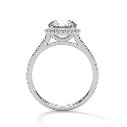 2ct Round Lab Diamond Halo Engagement Ring | VVS Clarity | Solid Gold Ring in Yellow, Rose & White | Lab Diamond Side Stones | Maz Jewels
