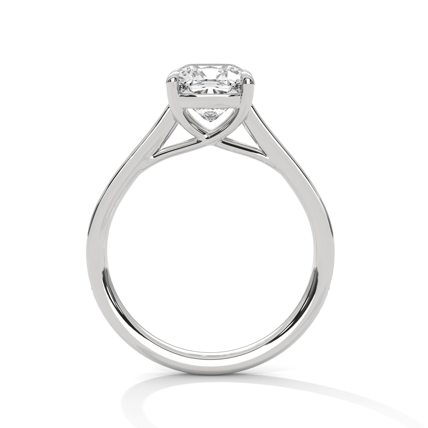 2ct Cushion Cut Lab Diamond Engagement Ring with Pave Band | Solid Gold Solitaire Ring in Yellow, Rose & White Gold | VVS Clarity